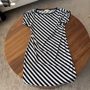 Michael kors black and white stripe dress with tulip sleeves.
